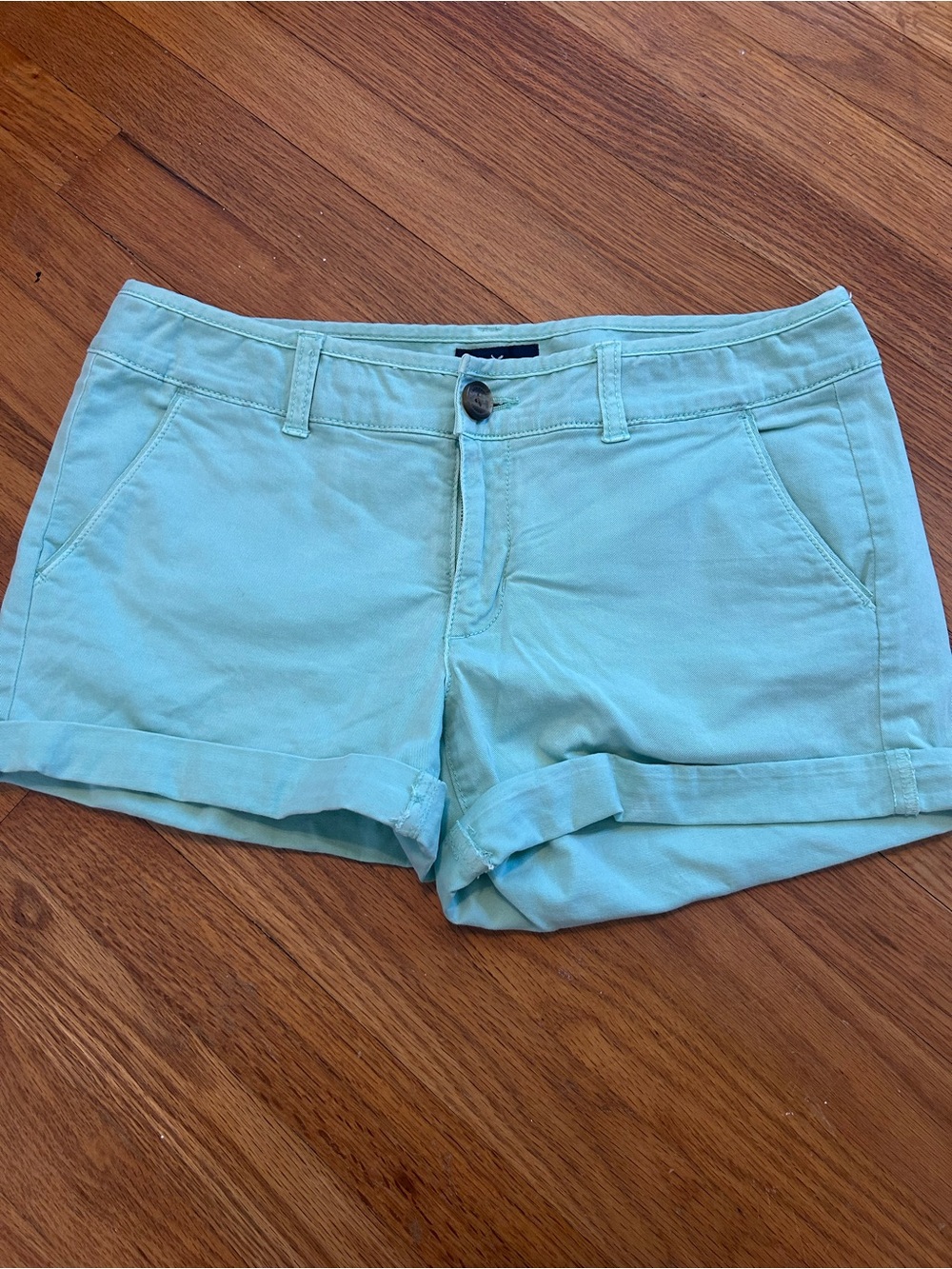 American Eagle Outfitters Mint-Teal Cuffed Cotton Shorts